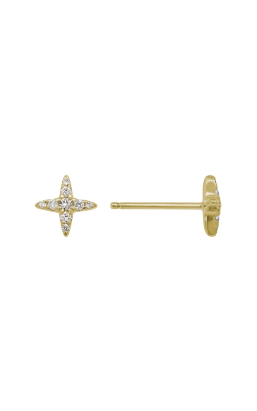 14K Yellow Gold Diamond X Stud