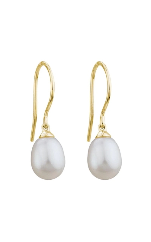 14K Yellow Gold Oblong Pearl Drop Earrings