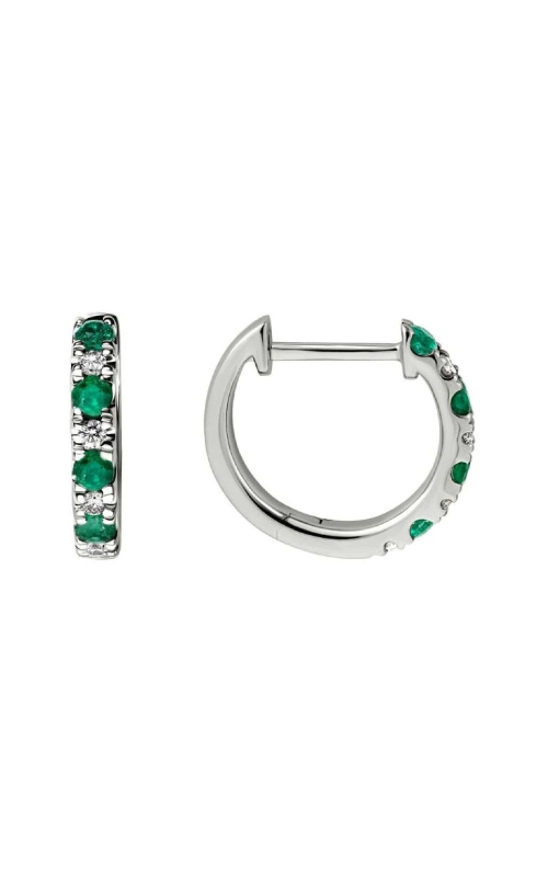 White gold emerald & diamond earring