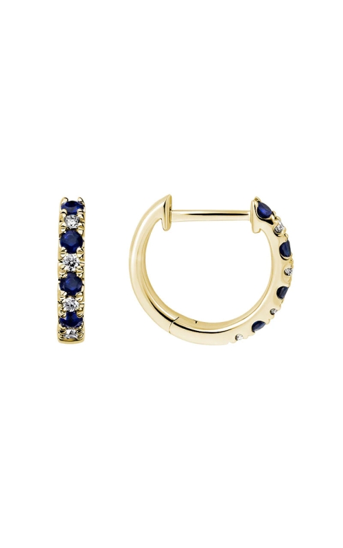 14K Yellow Gold Sapphire and Diamond Huggies