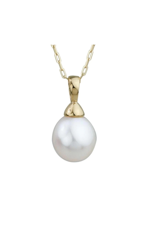 14K Yellow Gold Oblong Pearl Necklace