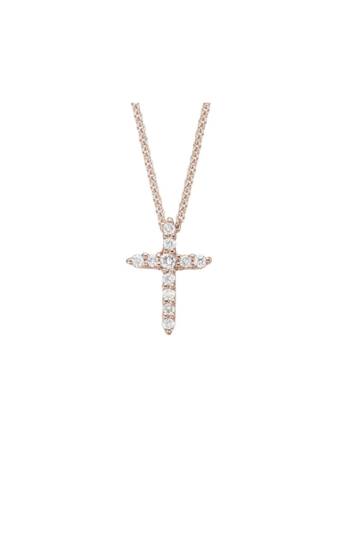 14K Rose Gold Diamond Cross Pendant