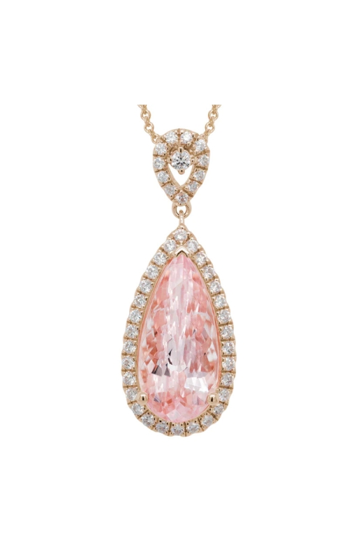 14K Rose Gold Morganite Diamond Drop Pendant