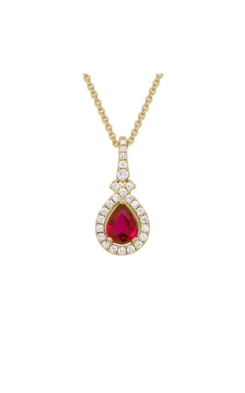 14K Yellow Gold Ruby Diamond Pendant