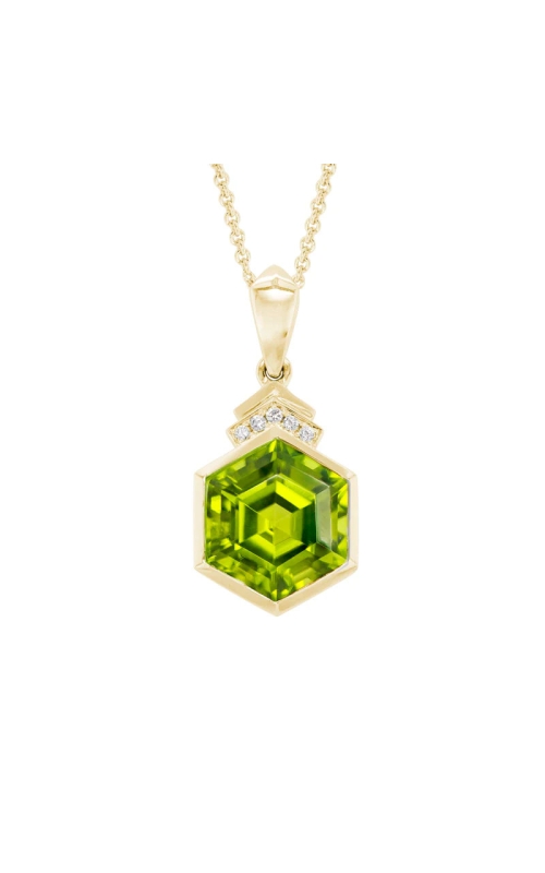 14K Yellow Gold Hexagon Peridot Pendant