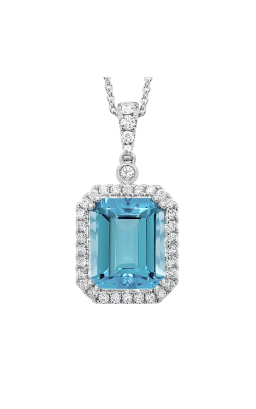 14K White Gold Emerald Cut Swiss Blue Topaz Pendant