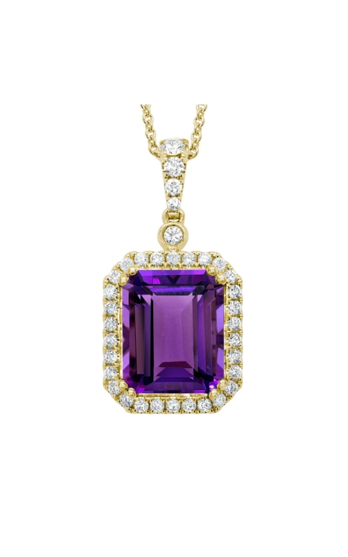 14K Yellow Gold Emerald Cut Amethyst Pendant