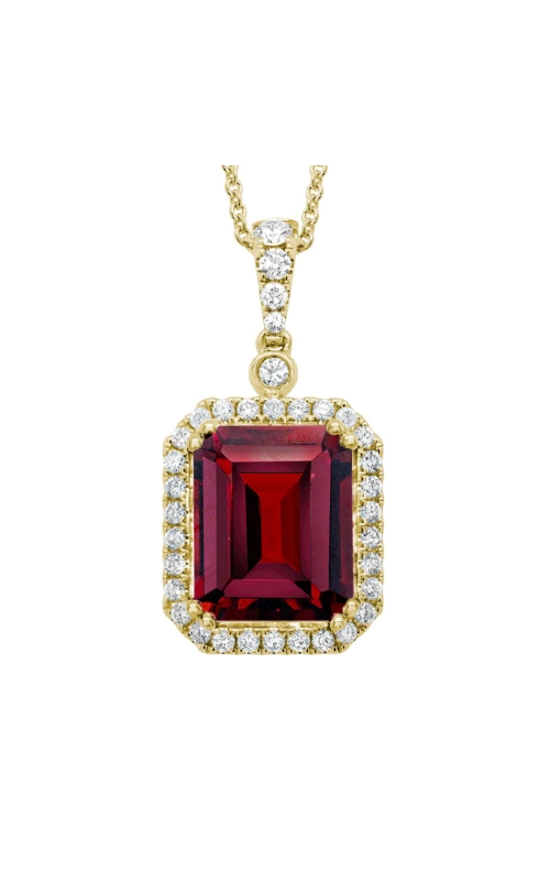 14K Yellow Gold Emerald Cut Garnet Pendant