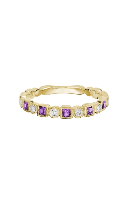 14K Yellow Gold Amethyst and Diamond Band