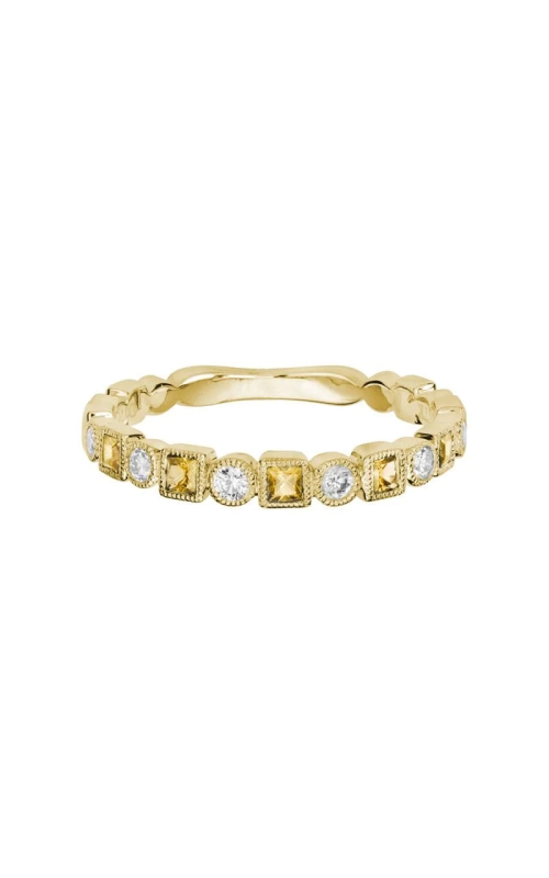 14K Yellow Gold Citrine and Diamond Band
