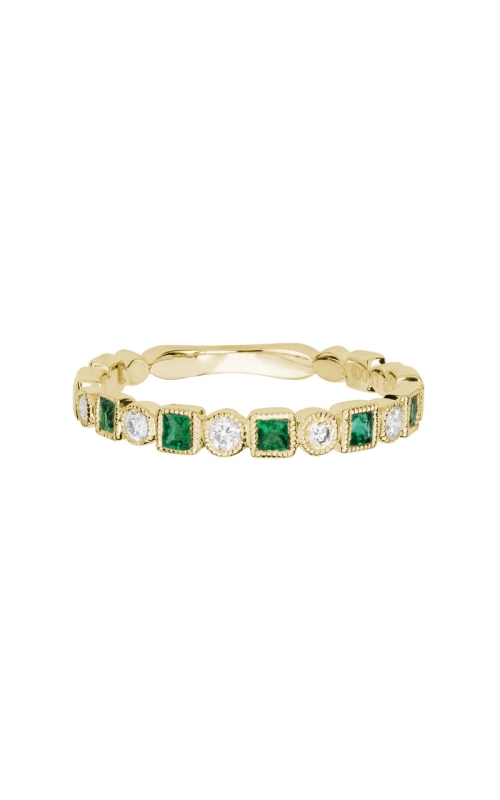 14K Yellow Gold Emerald and Diamond Band