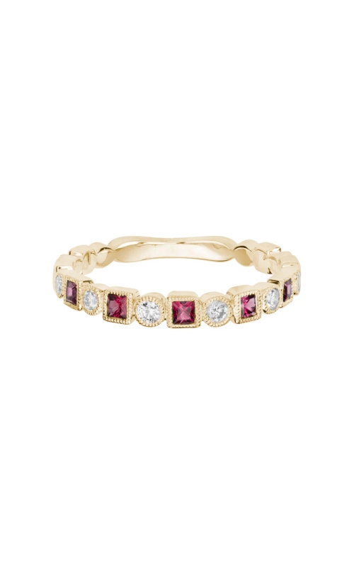 14K Yellow Gold Rhodolite Garnet and Diamond Band