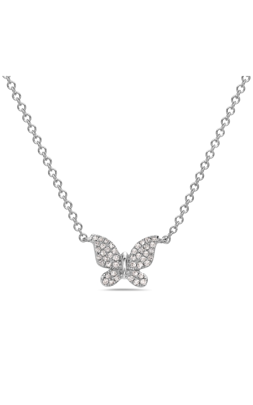 14K White Gold Diamond Butterfly Necklace
