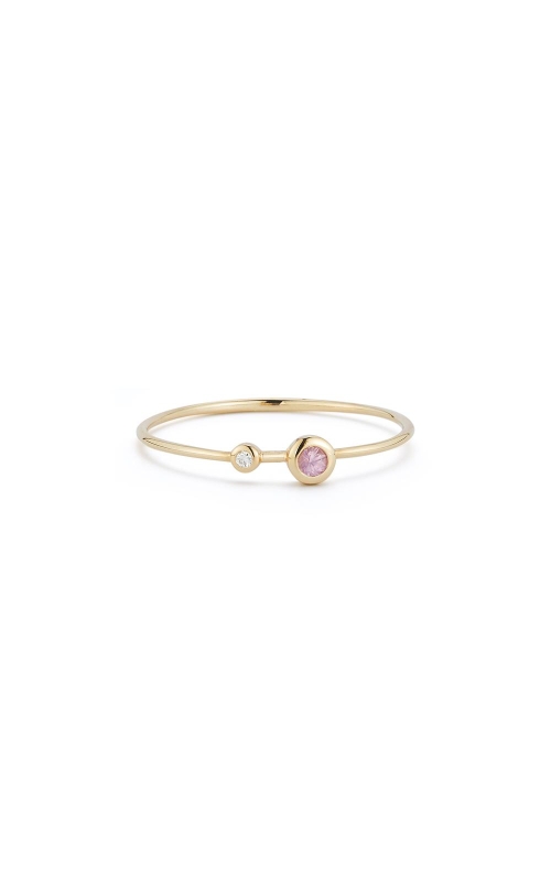 14K Yellow Gold Pink Sapphire and Diamond Two Stone Band