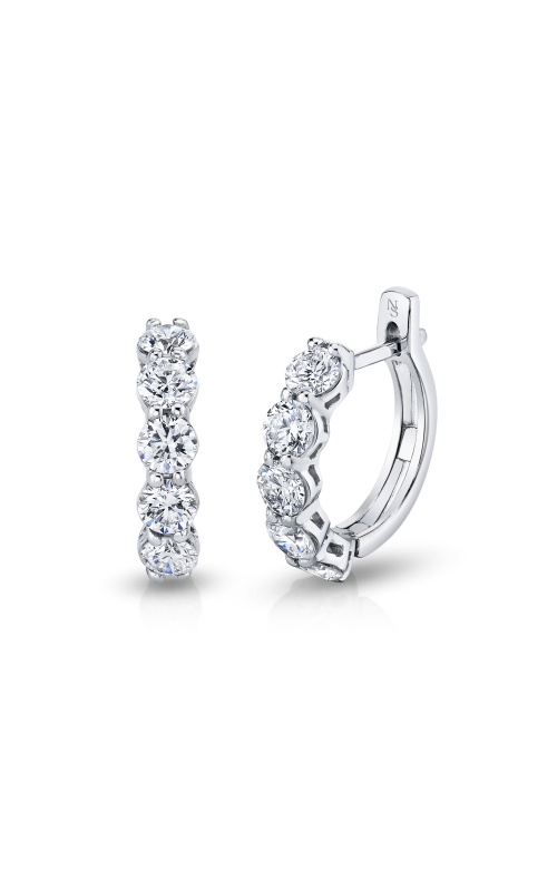 18K White Gold Round Brilliant Hinge Hoop