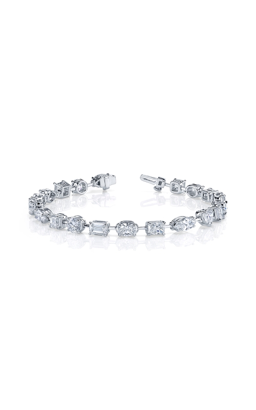 18K White Gold East West Mixed Shape Bar Tennis Bracelet