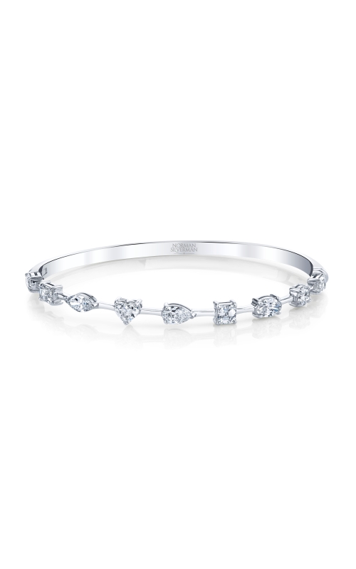 18K White Gold East West Oval Cut Bar Bangle Bracelet
