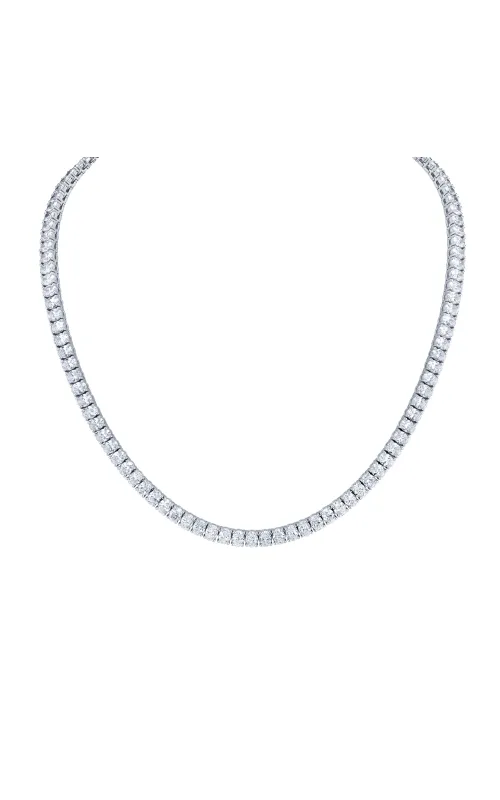 18K White Gold Straight Line Round Brilliant Diamond Tennis Necklace