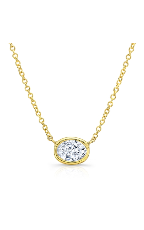 18K Yellow Gold East West Oval Shape Bezel Set Pendant