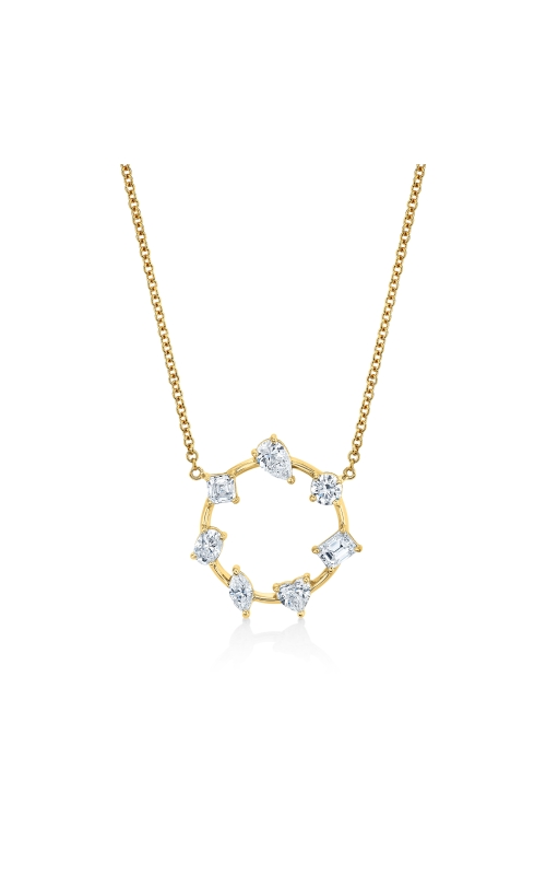 18K Yellow Gold Mix Shape Circle Pendant Medium