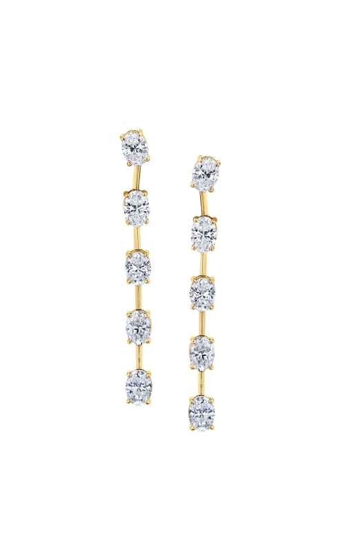 18K Yellow Gold Oval Shape Bar Stiletto Earring