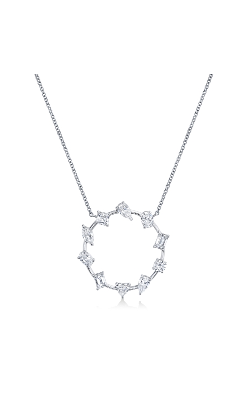 18K White Gold Mix Shape Circle Pendant Large