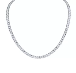 18K White Gold Straight Line Round Brilliant Diamond Tennis Necklace