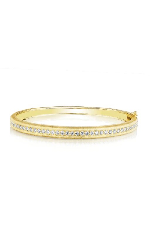 18K Yellow Gold Diamond Antique Amulet Bangle Bracelet