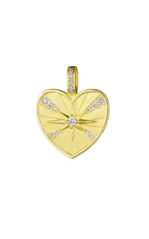 18K Yellow Gold Diamond 20MM Heart Medallion