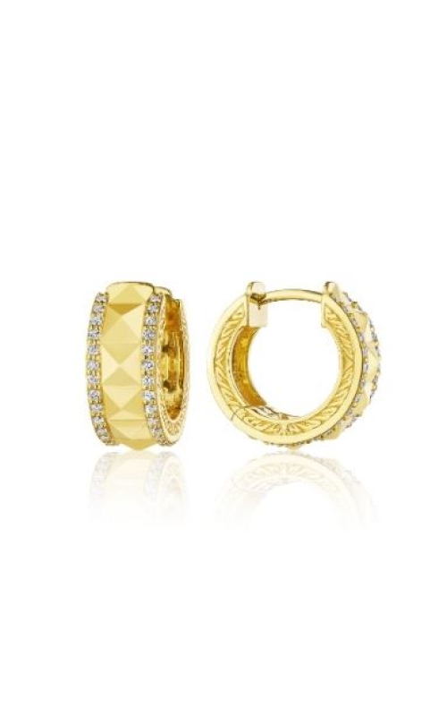 18K Yellow Gold Diamond Bold Huggie Earrings