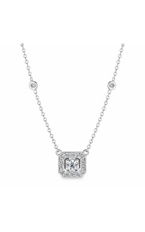 18K White Gold Diamond Engraved Necklace
