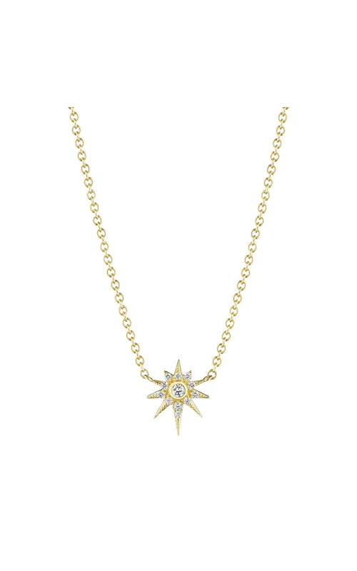18K Yellow Gold Diamond Petite Starburst Necklace