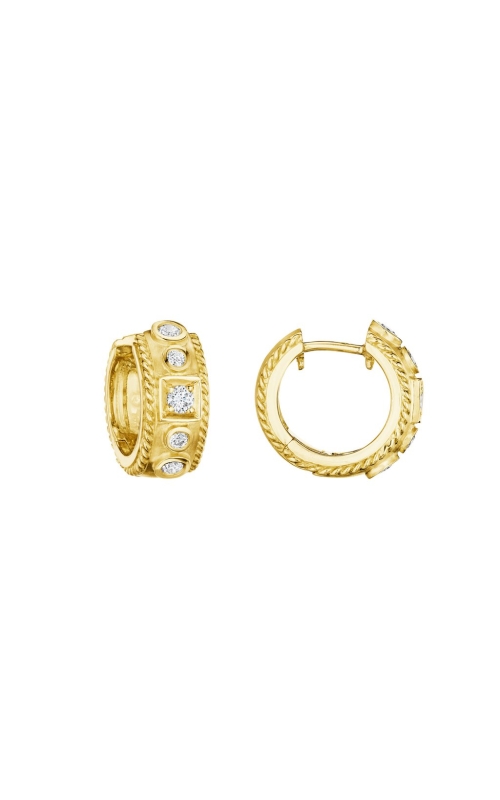 18K Yellow Gold Amulet Huggie Diamond Earrings
