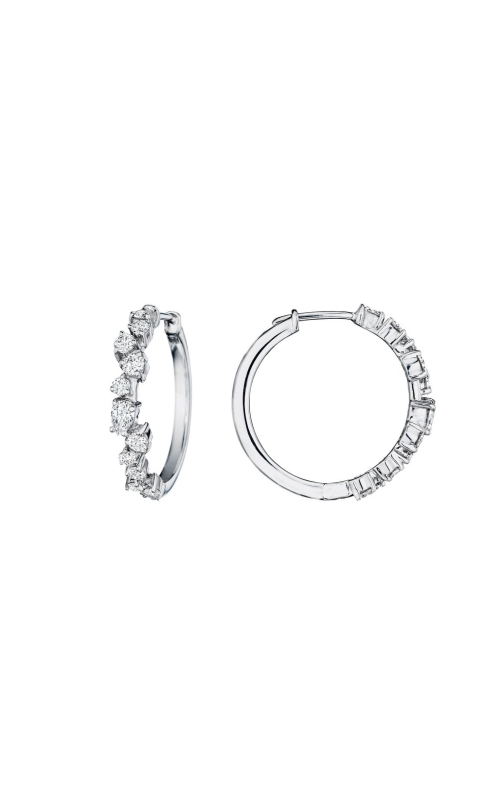 18K White Gold Petite Stardust Diamond Hoop Earrings