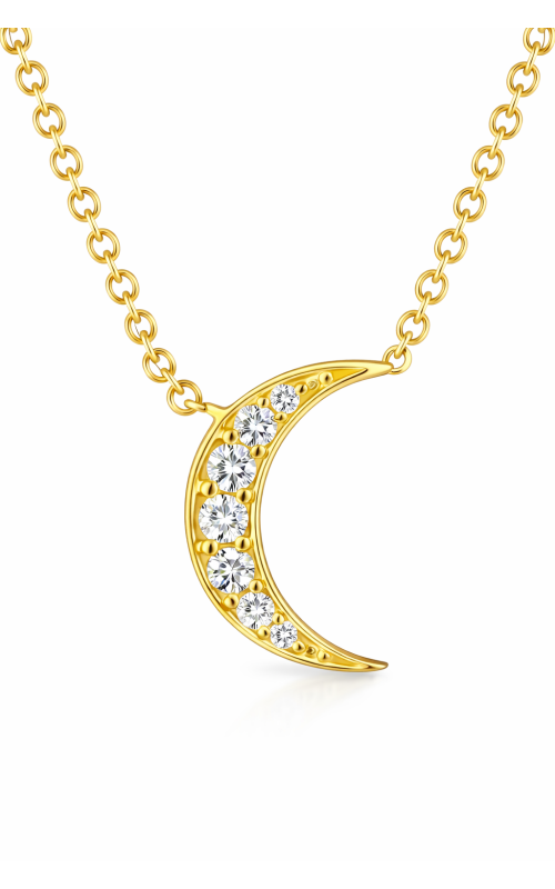 18K Yellow Gold Diamond Petite Moon Station Necklace