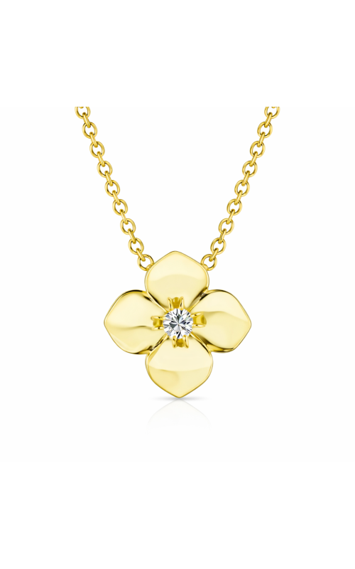 18K Yellow Gold Diamond Petite Flower Station Necklace
