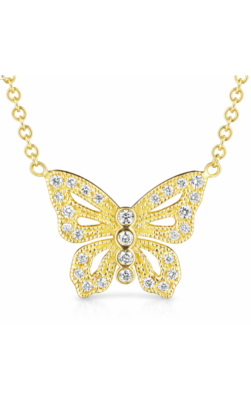 18K Yellow Gold Diamond Petite Butterfly Station Necklace