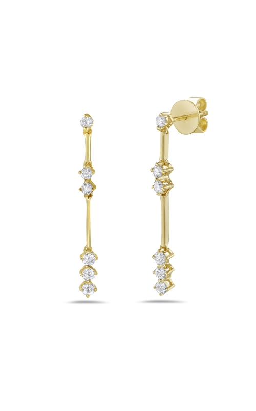 14K Yellow Gold Diamond Linear Drop Earrings