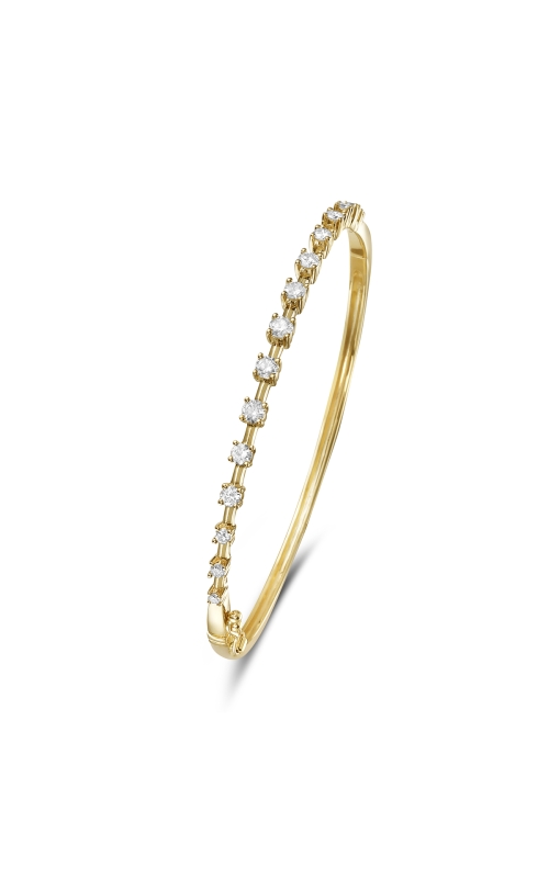 14K Yellow Gold Diamond Station Bangle Bracelet