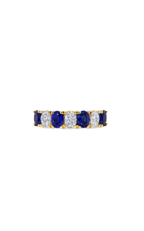 14K Yellow Gold Sapphire and Diamond Band