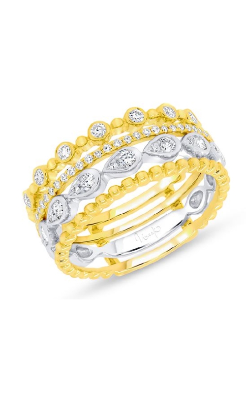 14K Yellow And White Gold Diamond 4 Row Band