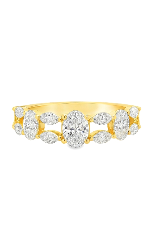 14K Yellow Gold Oval and Marquise Diamond Band