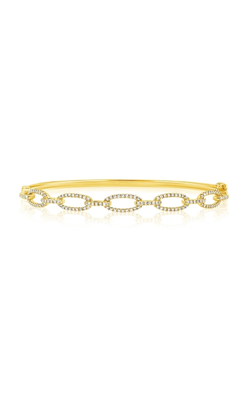 14K Yellow Gold Oval Link Diamond Bangle