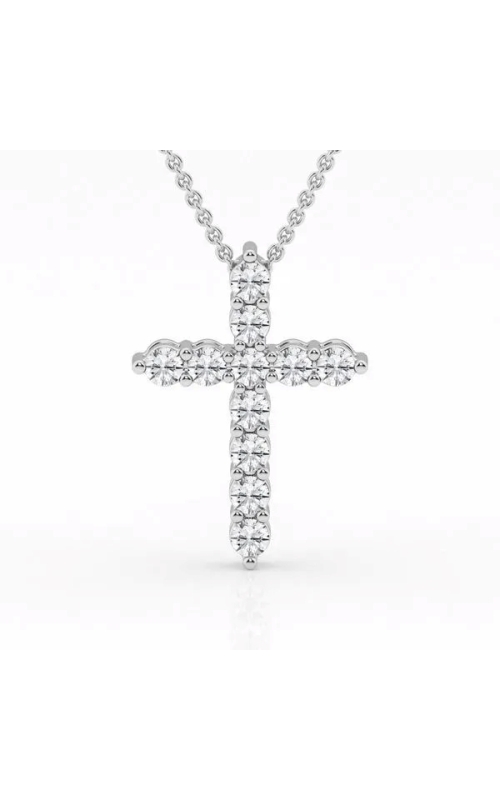 14K White Gold Diamond Cross Pendant