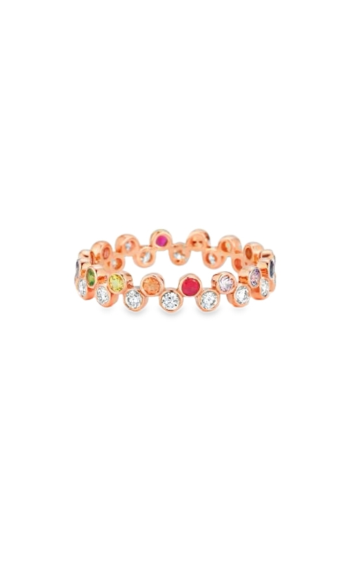 14K Rose Gold Diamond and Rainbow Sapphire Band