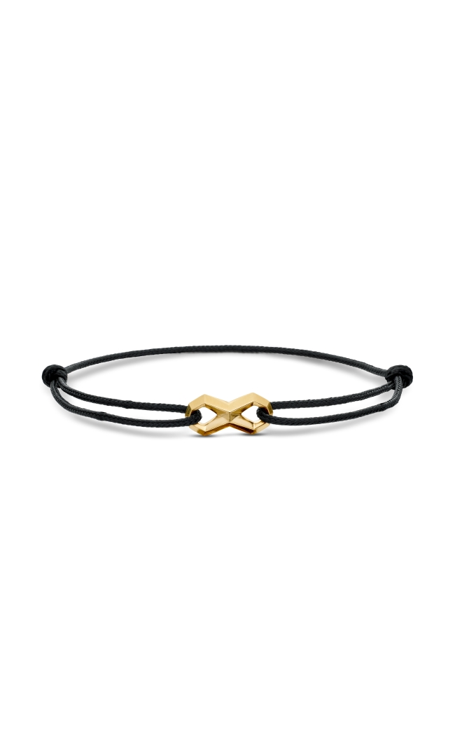 Infinity Link Cord Bracelet in Black Nylon with 18K Yellow Gold