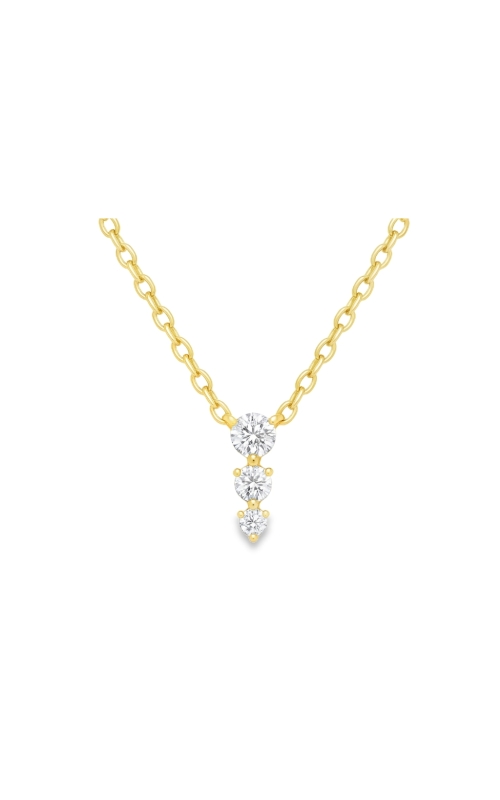 14K Yellow Gold Three Stone Diamond Drop Necklace