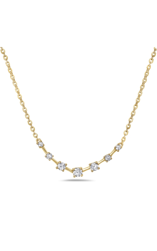 14K Yellow Gold Curved Diamond Bar Necklace