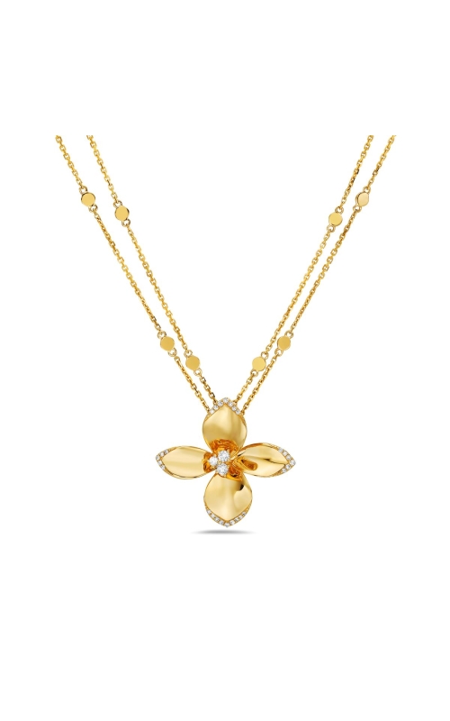 14K Yellow Gold Flower Diamond Pendant
