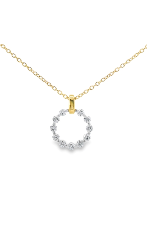 14K Yellow Gold Circle Diamond Pendant